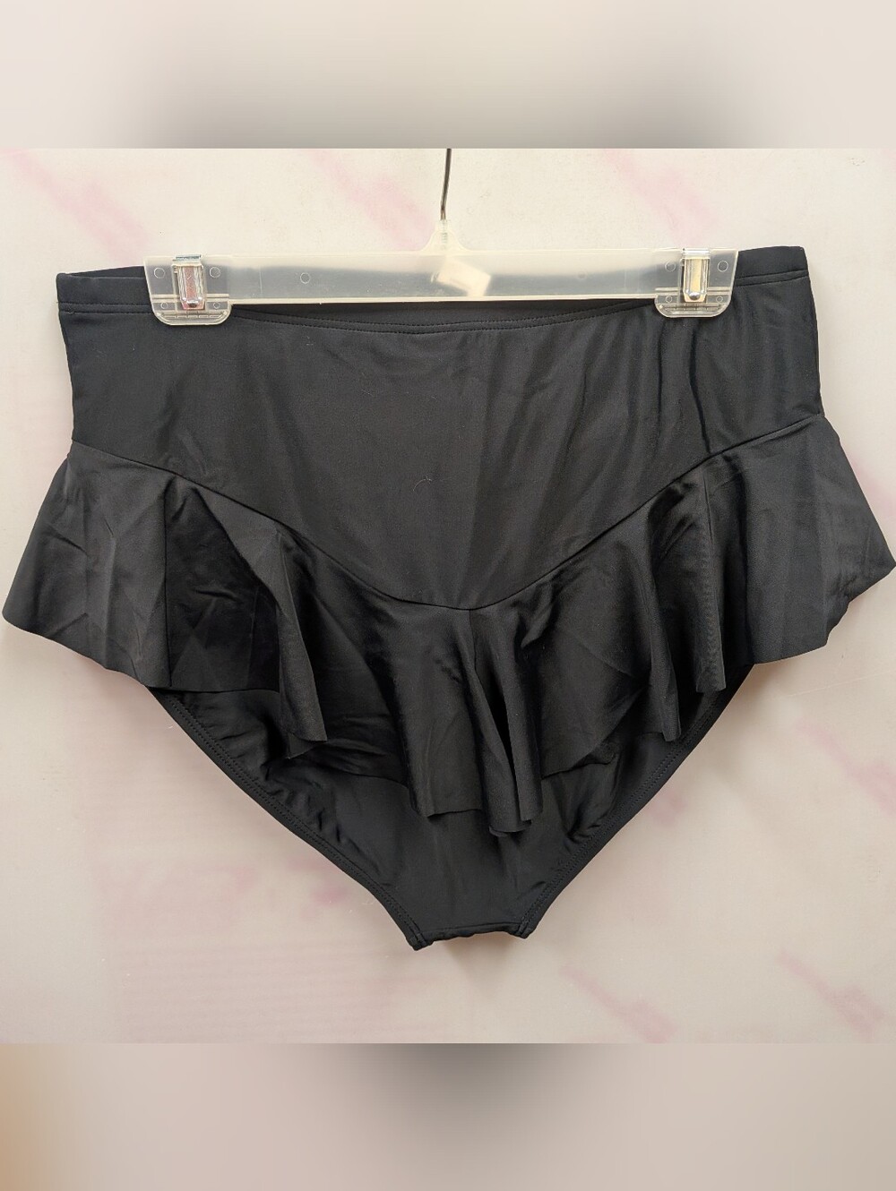 Black Ruffle High-Waist Bikini Bottom -  Women Intimates & Sleepwear